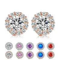 budrovk 100 925 sterling silver stud earrings for women silver petite round earrings stud fine jewelry tiny