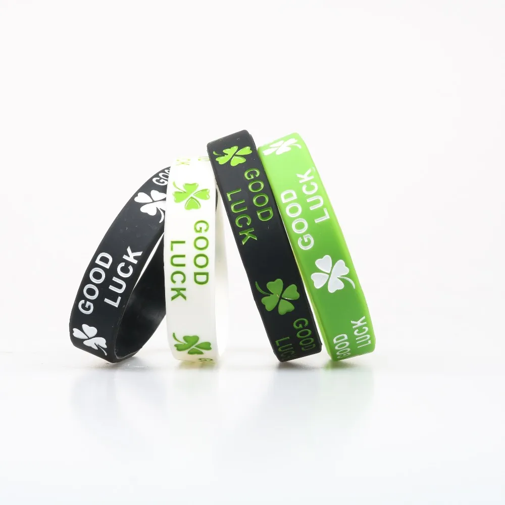 Силиконовые браслеты с четырехлистным клевером на удачу силиконовый хороший