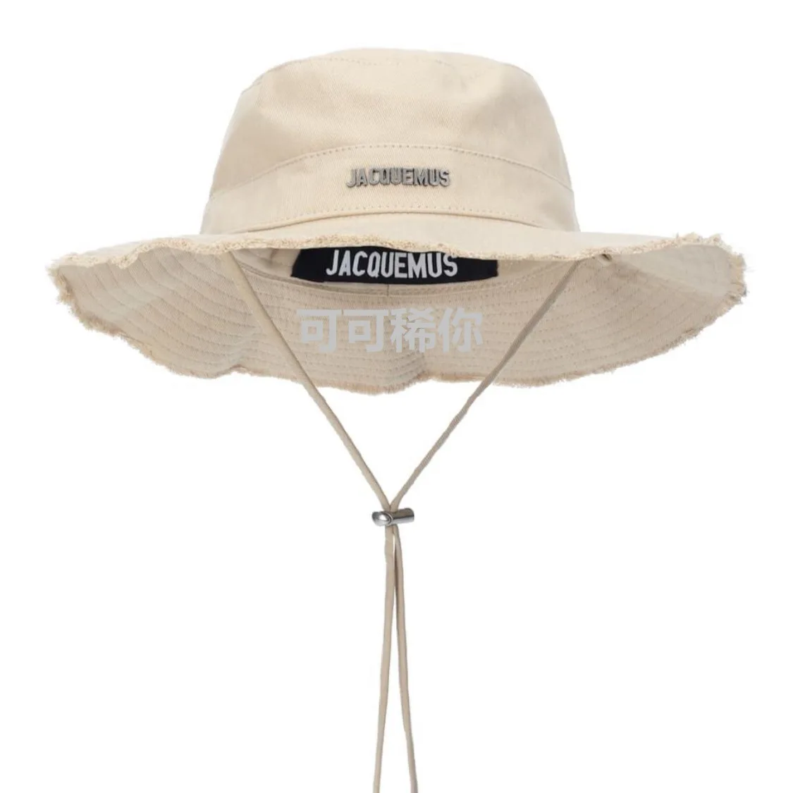 

JACQUEMUS Summer Women's Bucket Hats Raw Edges Canvas Drawstring Women Sun Hat