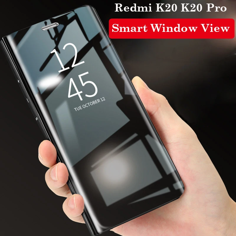 Mirror View Flip Case For Xiaomi Mi Note 10 9T CC9 Pro MI 8 9 A3 F1 SE Lite Full Cover on Redmi K30 K20 8A 8T 7 | Мобильные телефоны