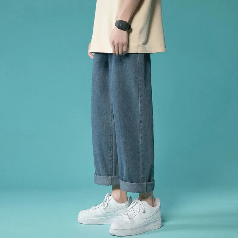 Summer Wide-leg Jeans Men's Fashion Retro Baggy Harajuku Jeans Men Streetwear Loose Hip-hop Straight-leg Denim Trousers Mens