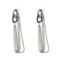 exaggerated long temperament tassel earrings cold wind simple metal chain rhinestone temperament showthin face earrings