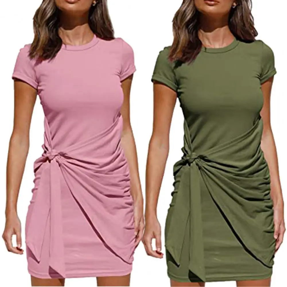 

New Stylish Women Elegant Dress Short Sleeve Breathable Cotton Blend Sexy Irregular Dress for Daily Streetwear