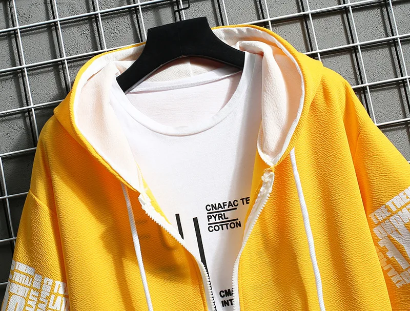

Summer Mens Tracksuit Hooded Sportswear Short Sleeve T Shirts+Short 2PC New Men Casual Sets Zipper Sports Suits Brand Clothing