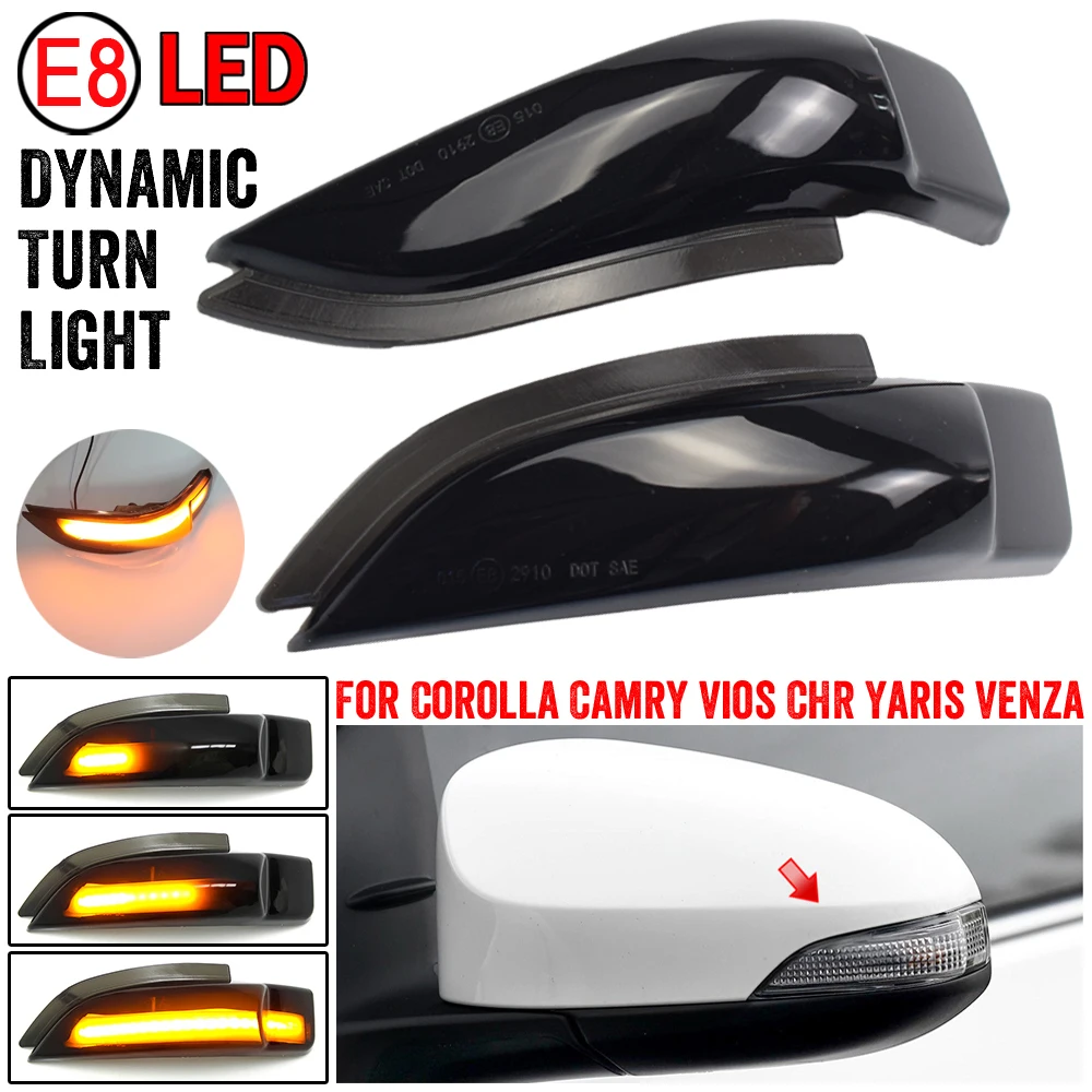 

2pcs Dynamic LED Turn Signal Lights Rearview Mirror Indicator Blinker Repeater for Toyota Camry XV50 Corolla E170 S IM Prius C