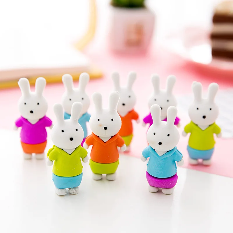 20 pcs Cute cartoon animal series rabbit eraser Student prize stationery Korean version eraser