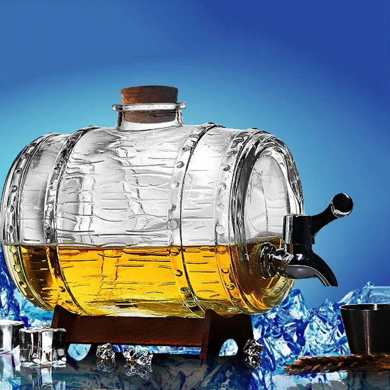 С краном деревянная рама стеклянный резервуар для пива горизонтальная бочка