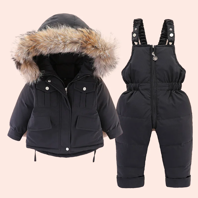 

-30 Russia Winter Jacket for Girls Boys Coats Outerwear Baby Warm Duck Down Clothes Sets Kids Boy Parka Ski Snowsuit