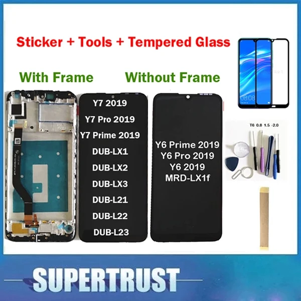

NEW NEW2022 Original For Huawei Y7 2019 DUB-LX3 DUB-L23 DUB-LX1 Y7 Prime 2019 / Y6 2019 LCD Display Touch Screen With Tempered