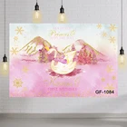 Фон для студийной фотосъемки с изображением лебедей и цветов на 1-й день рождения
