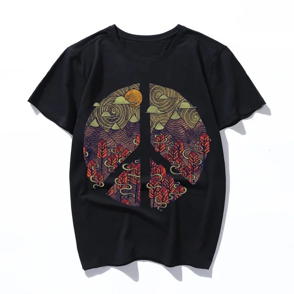 

peaceful landscape cotton funny short sleeve men T shirt casual cat cool women tshirt male fashion t-shirt tee shirts