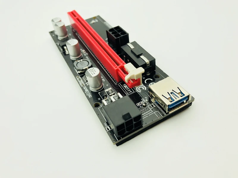

6pcs Dual LED VER009S PCI-E Riser Card 009S PCI Express 1X to 16X 0.6M USB 3.0 Cable 6Pin Molex Power for Bitcoin Miner Mining