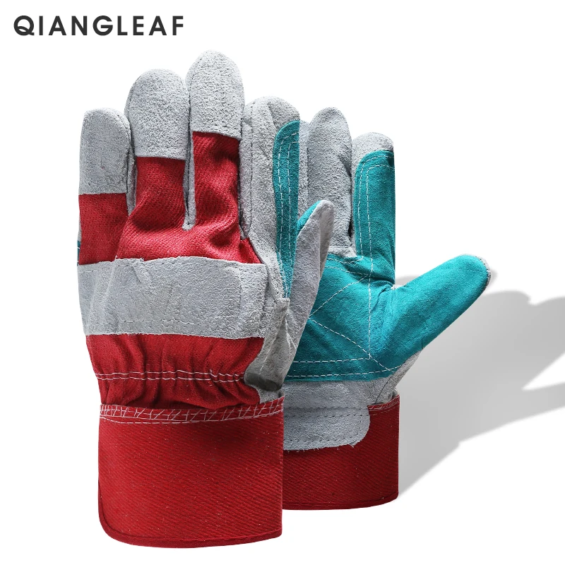 Рабочие перчатки QIANGLEAF QY1643 из воловьей кожи для промышленной сварки