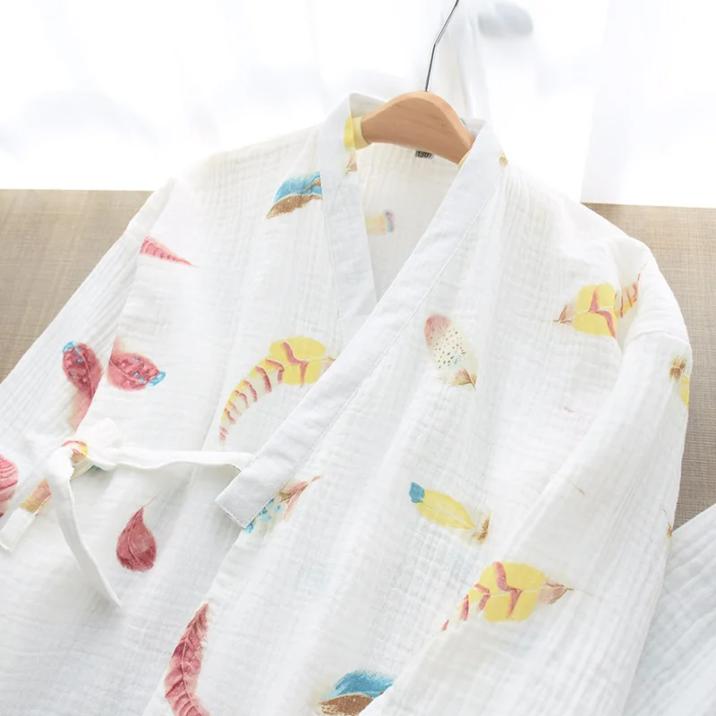 Детская Хлопковая газовая Пижама осеннее кимоно для мальчиков и девочек
