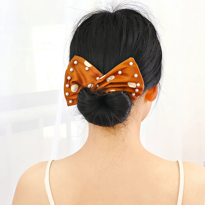 

Fashion Printing Solid Color Hairpin Curling Iron For Women Girls Pearl Hair Accessories Vintage Ponytail Holder Hairbands