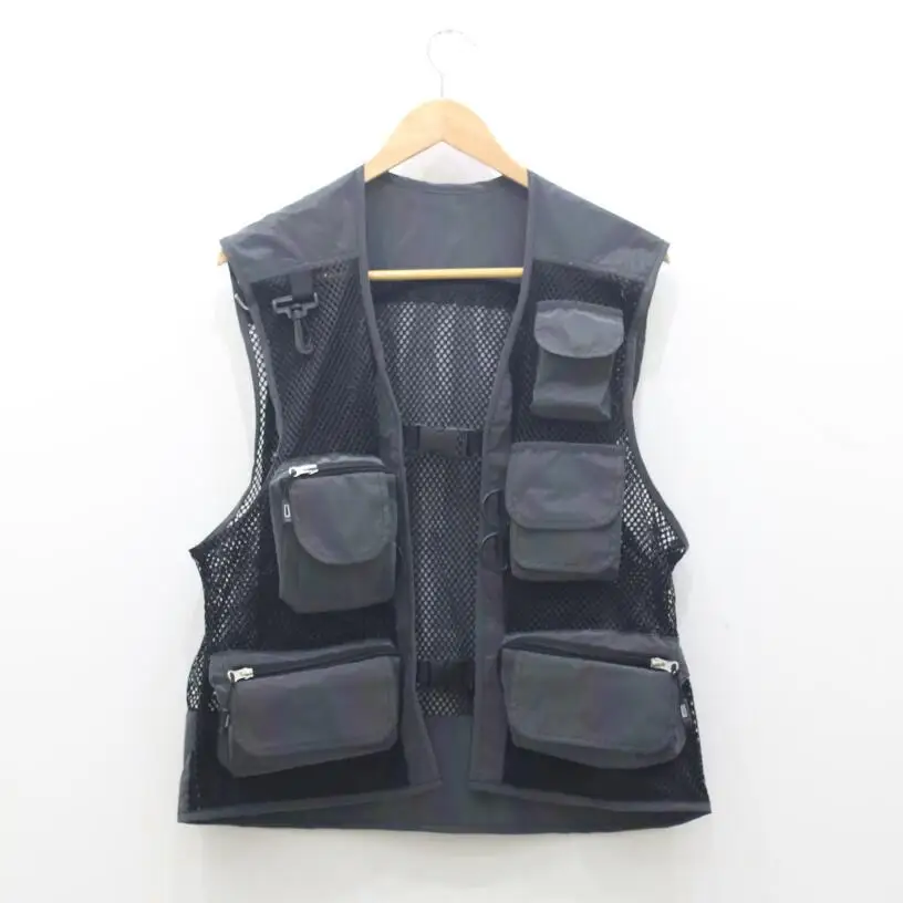 

Black Mesh Vest for Men and Women with Color Reflective Multi-pocket Vest Men Winter Clothing Black Vest Men Waistcoat Cool