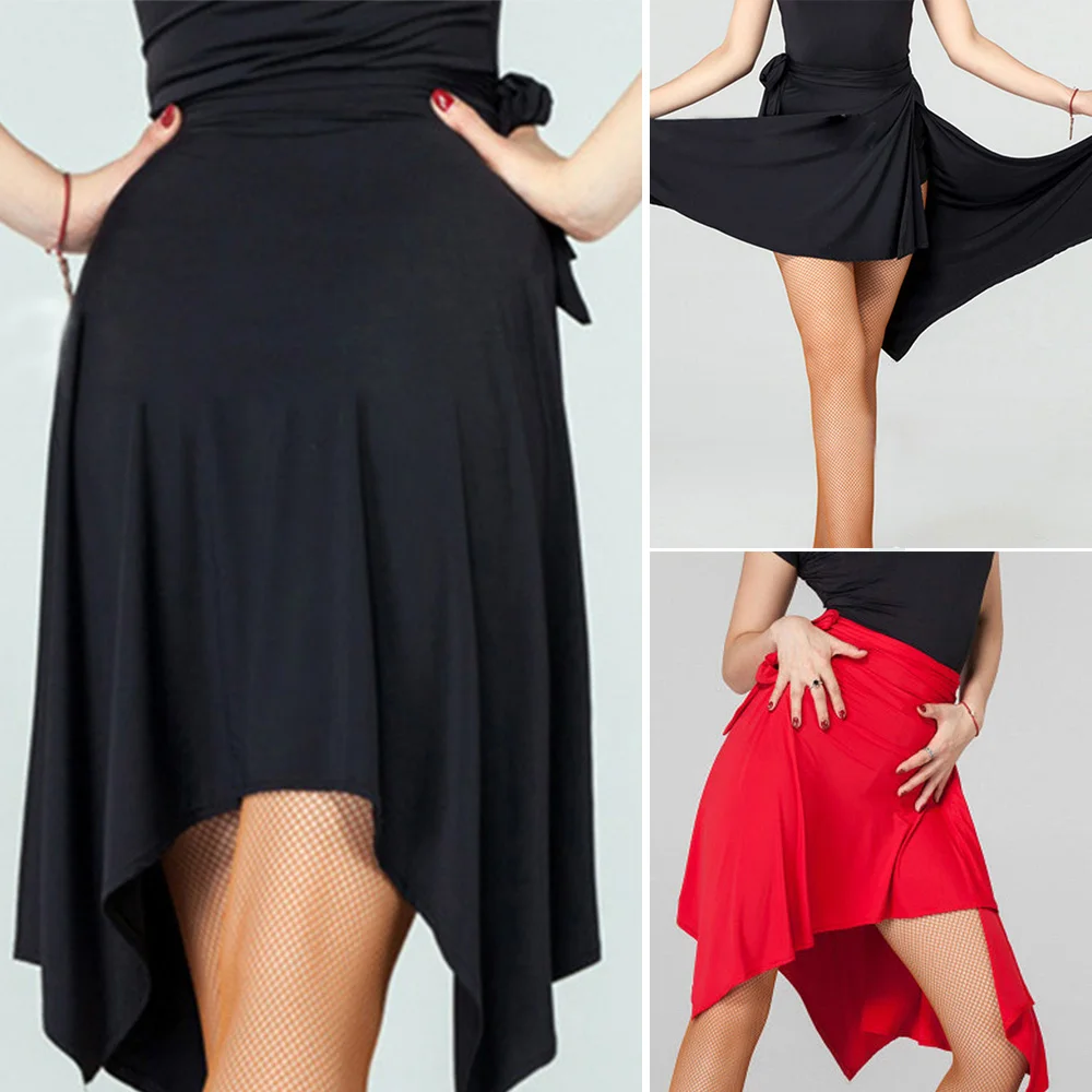 Women Solid Sexy Mini Skirts Asymmetrical Latin Salsa Rumba Dance Female High Waist Skirt Plus Size | Женская одежда