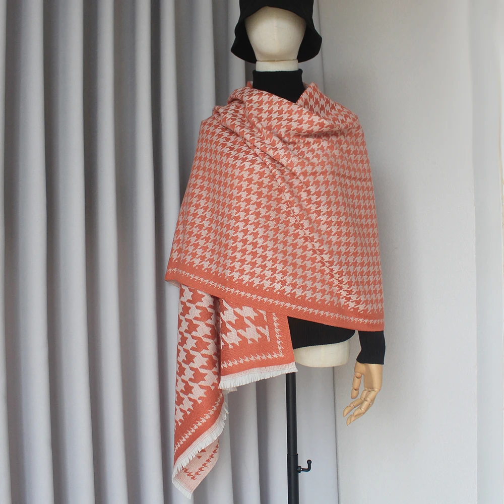 

Winter Luxury Scarf Women Plaid Women’s Bandana Pareo Shawl Pashmina 2021 New Poncho Cape Houndtooth Scarves Cashmere Long Large