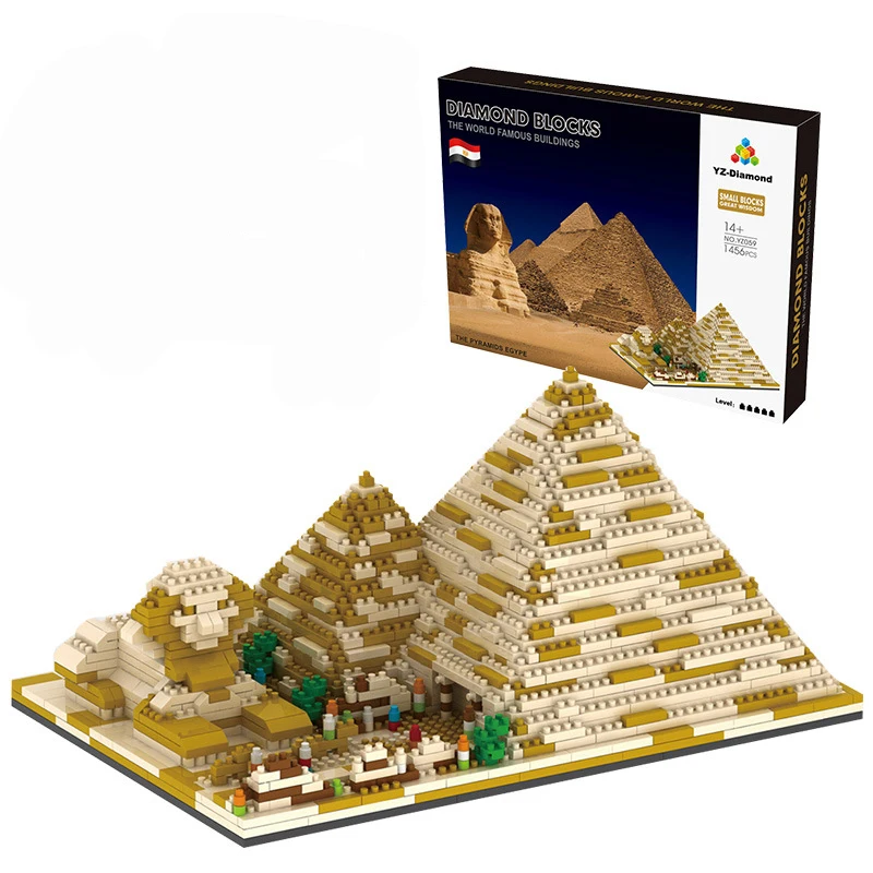 

1456pcs+ Pyramid Building Blocks Egypt World Famous Architecture Micro Brick YZ059 City 3D Model Blocks Toys For Kid