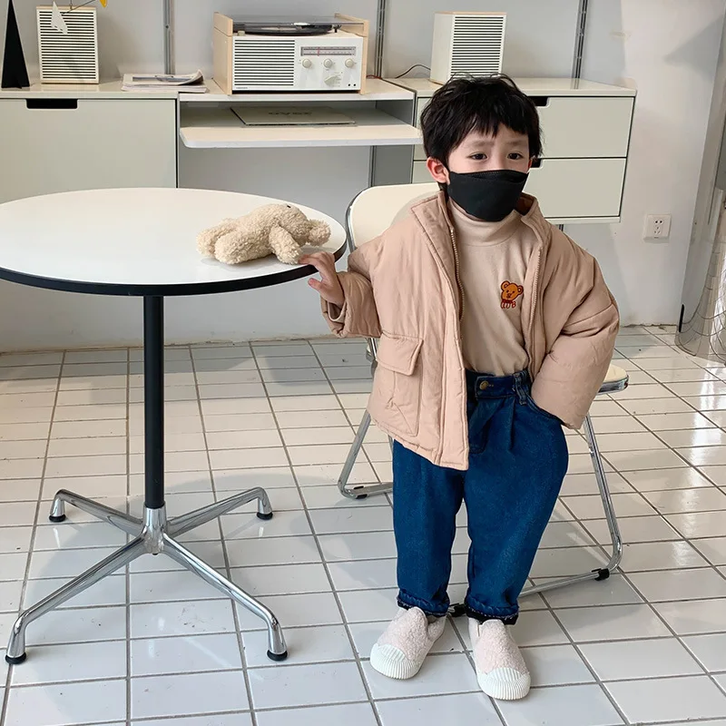 

Outerwear Parkas Turn Down Collar Zipper Solid Regular Cotton New Fashion Simple Cute Cool Comfortable Winter Children Girls