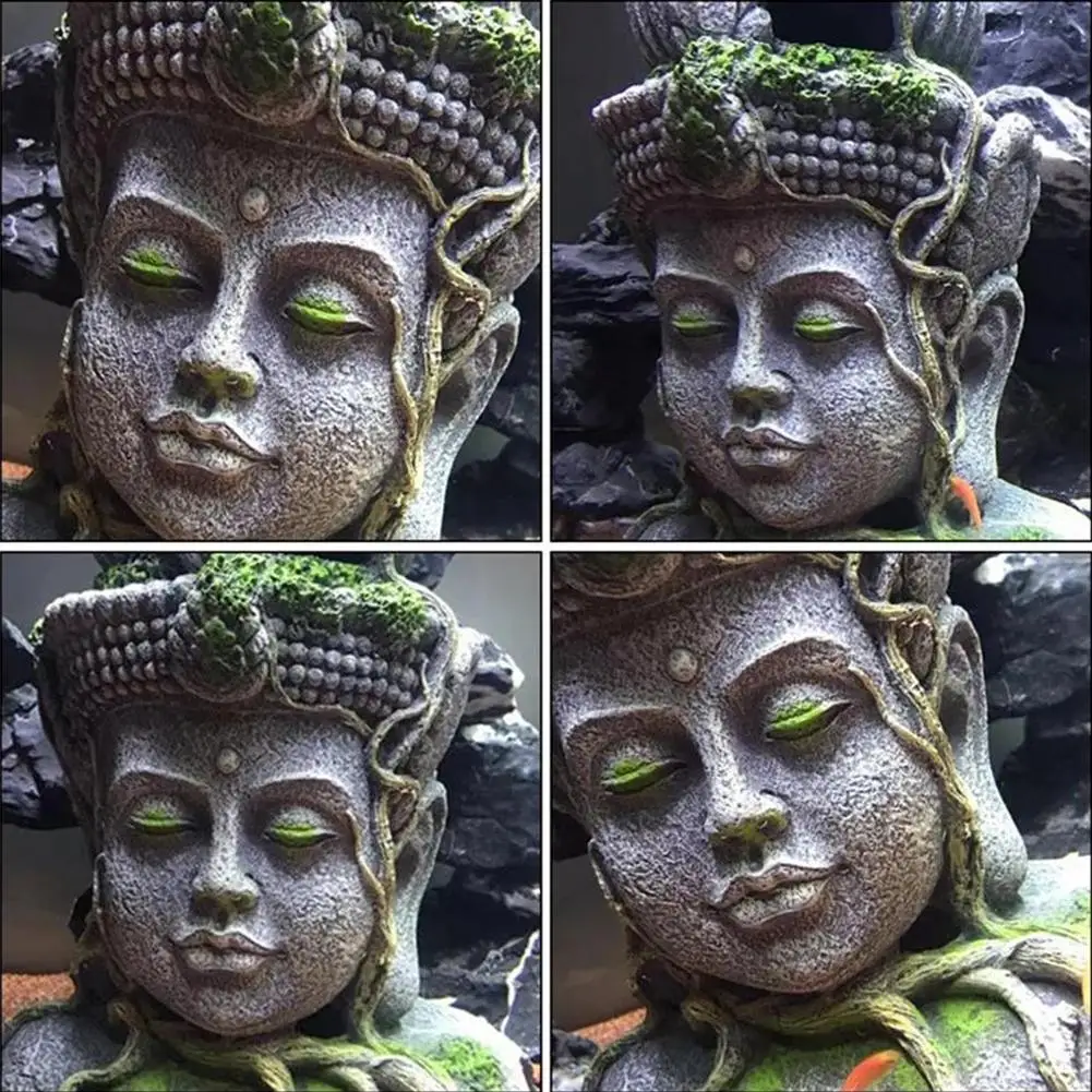 Статуя с головой Будды аквариумное украшение статуя Ландшафтная рыба креветка