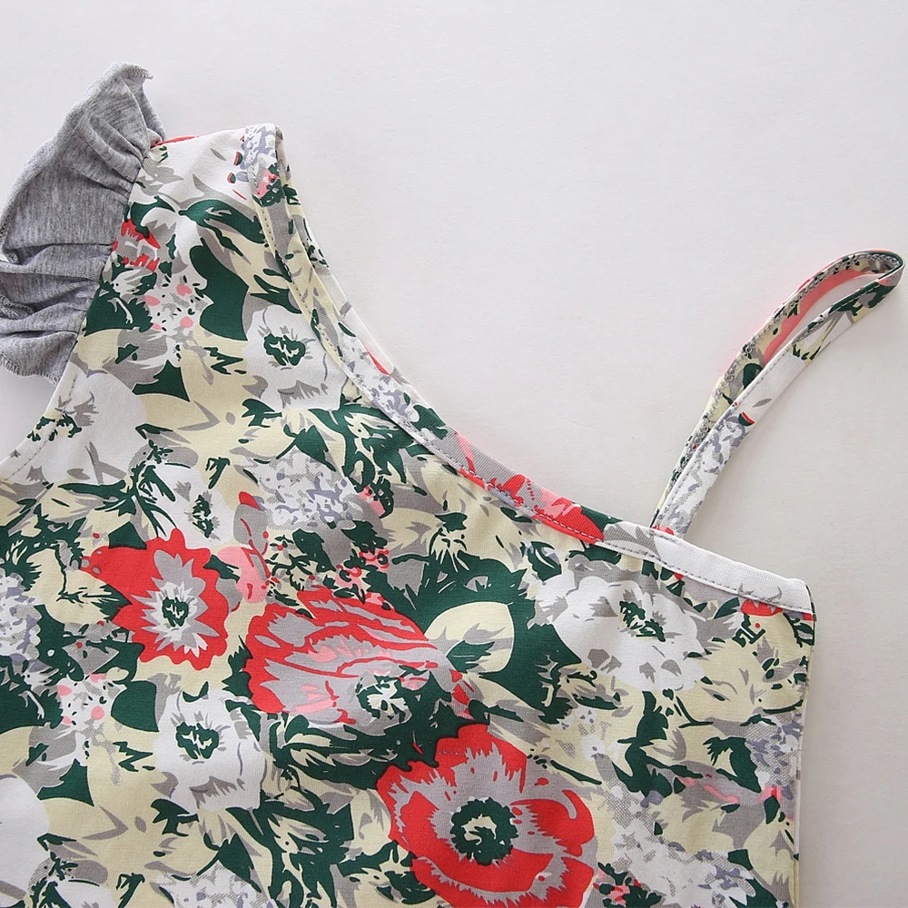 Комплект для маленьких девочек LittleSpring топ на одно плечо с цветочным рисунком