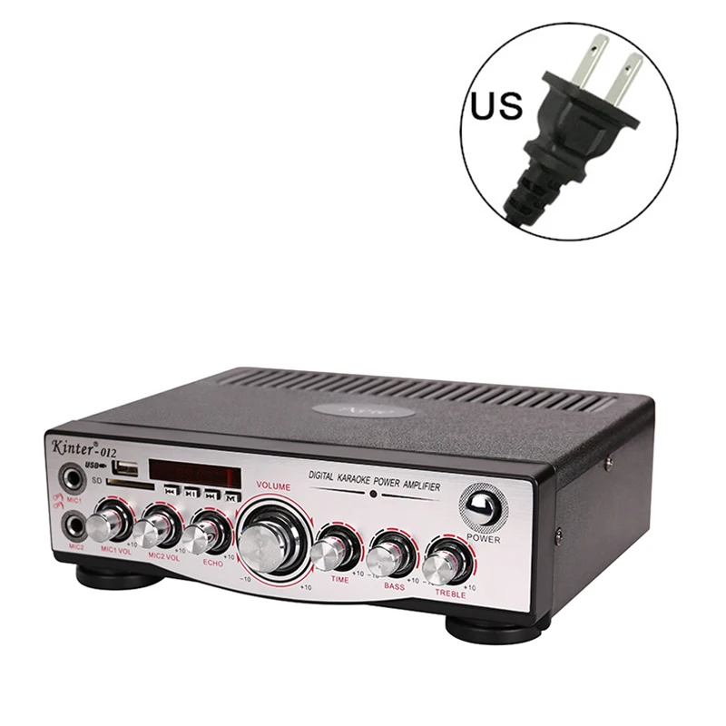 110V US Kinter-012 BT усилитель аудио воспроизведение стерео усилитель звука 2,0 канал с bluetooth SD USB ввод управление бас ВЧ микрофон эхо - Цвет: 110V US