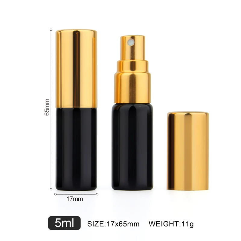 50 шт./лот 5 мл УФ стеклянная Пустая бутылка Perfum Мини Портативная Черная Стеклянная