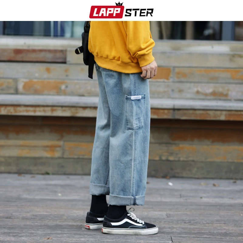 LAPPSTER уличные джинсы хараюку брюки 2020 Мужские Винтажные шаровары джинсовые