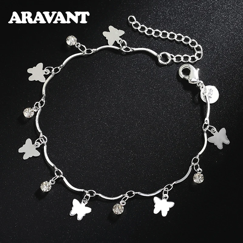 2020 Новые 925 серебряные подвески-бабочки браслеты на ногу для женщин свадебные