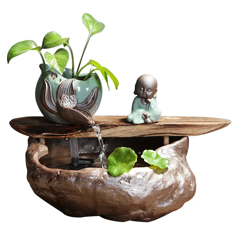 

Creative Water Fountain Humidifier Lucky Feng Shui Wheel Living Room Office Home Furnishing Craft Decoration