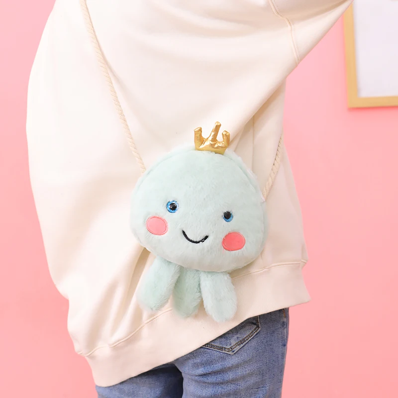 

Nice Cute Octopus Plush Crown Octopus Shoulder Bag Toys Stuffed Toys Plush Small Pendant Sea Animal Bag Toys Children Baby Gifts