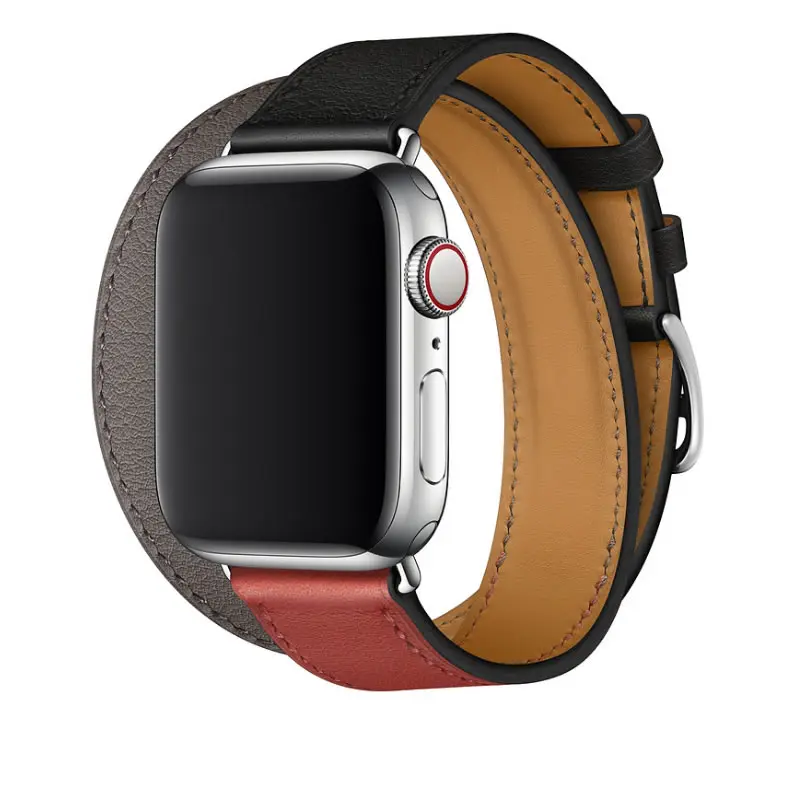 40 мм 44 мм черный ремешок для Apple Watch Series 5 ремешок для часов из натуральной кожи браслет один двойной тур полосы для iWatch серии 3 2