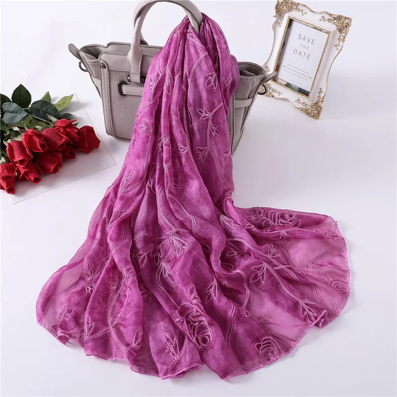 Новинка 2021 брендовый женский шарф модная летняя шаль с вышивкой женские шелковые