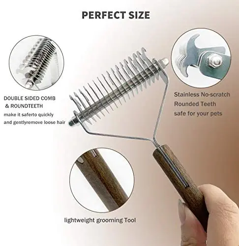 Premium 2 сторонняя ПЭТ Dematting подшерсток грабли гребень для собак и кошек безопасно