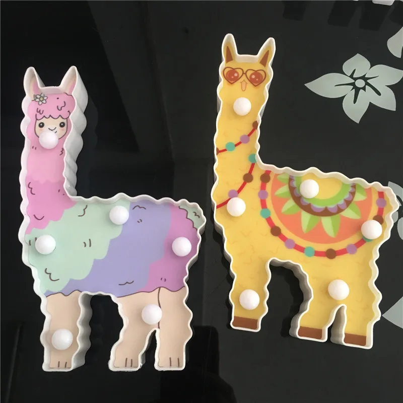 2PCS Новое обновление 3D роспись Альпака светодиодный Ночной светильник на батарейках Милые настольных ночные светильники для детей подарок дракон животных Стиль домашнего освещения - Испускаемый цвет: 2PCS