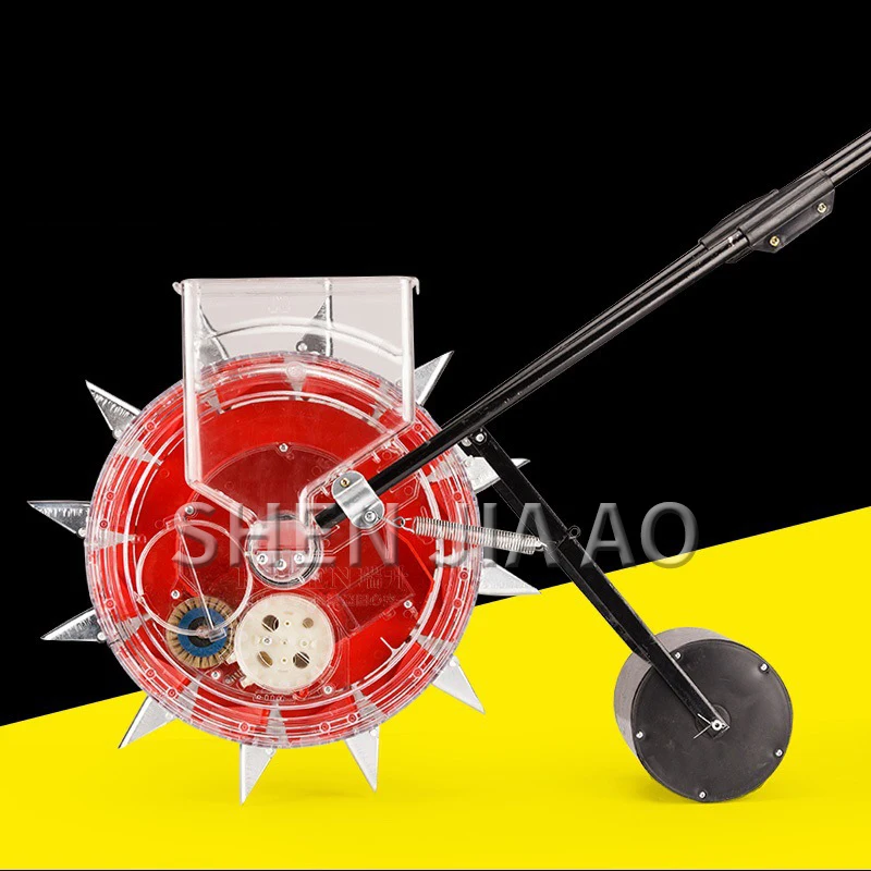 1PC Manual Seeder Machine Hand Push Soy Peanut Corn Seeder Machine Hand Push Roller Point Carousel Precision Seeder Tool
