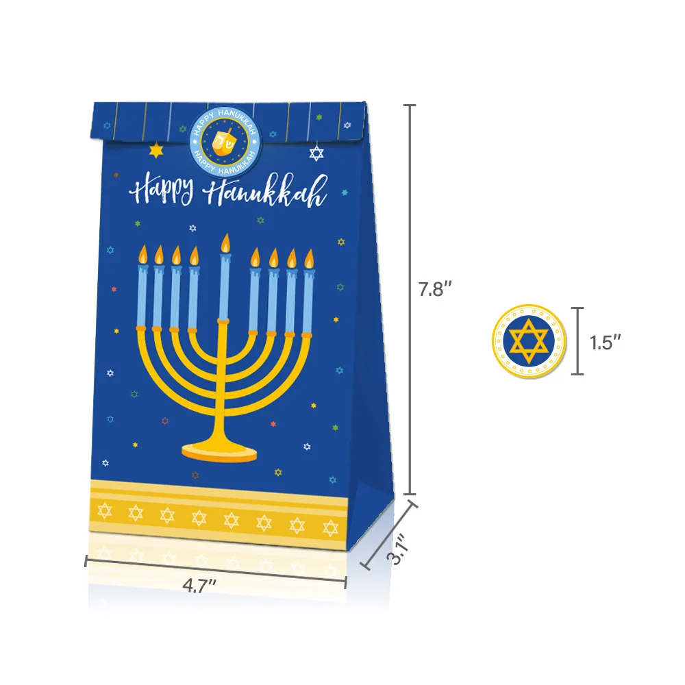 Милый пакет для конфет hanukka с наклейками счастливых Праздничных Украшений