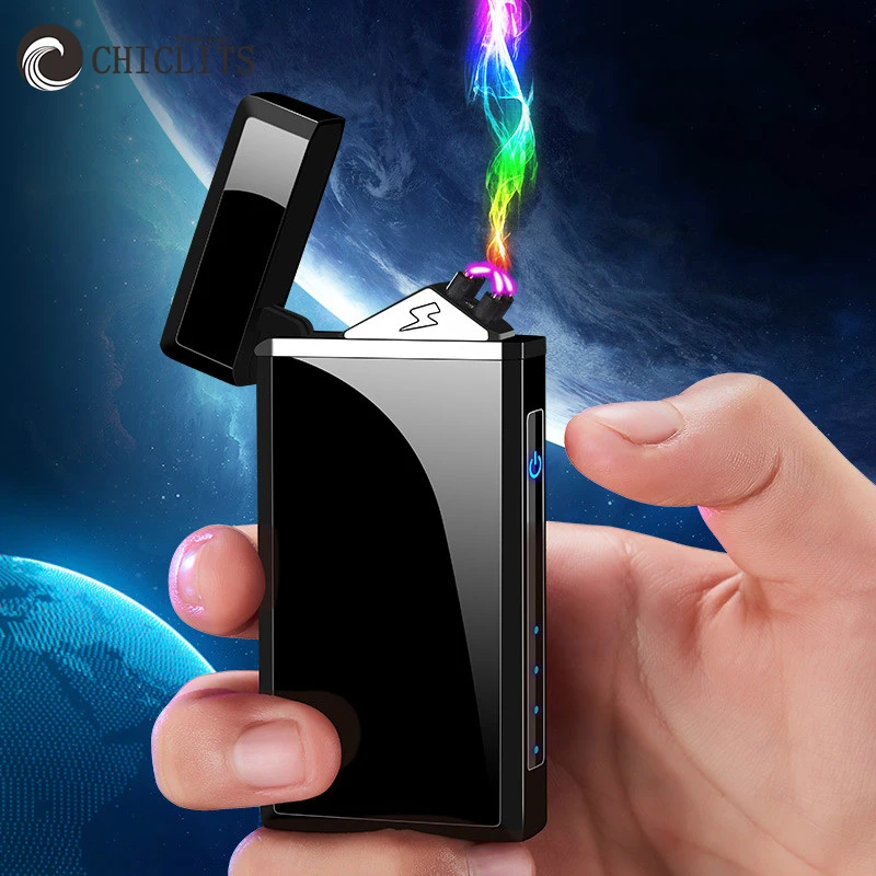Новинка 2020 электрическая зажигалка для сигарет с зарядкой от USB двойной