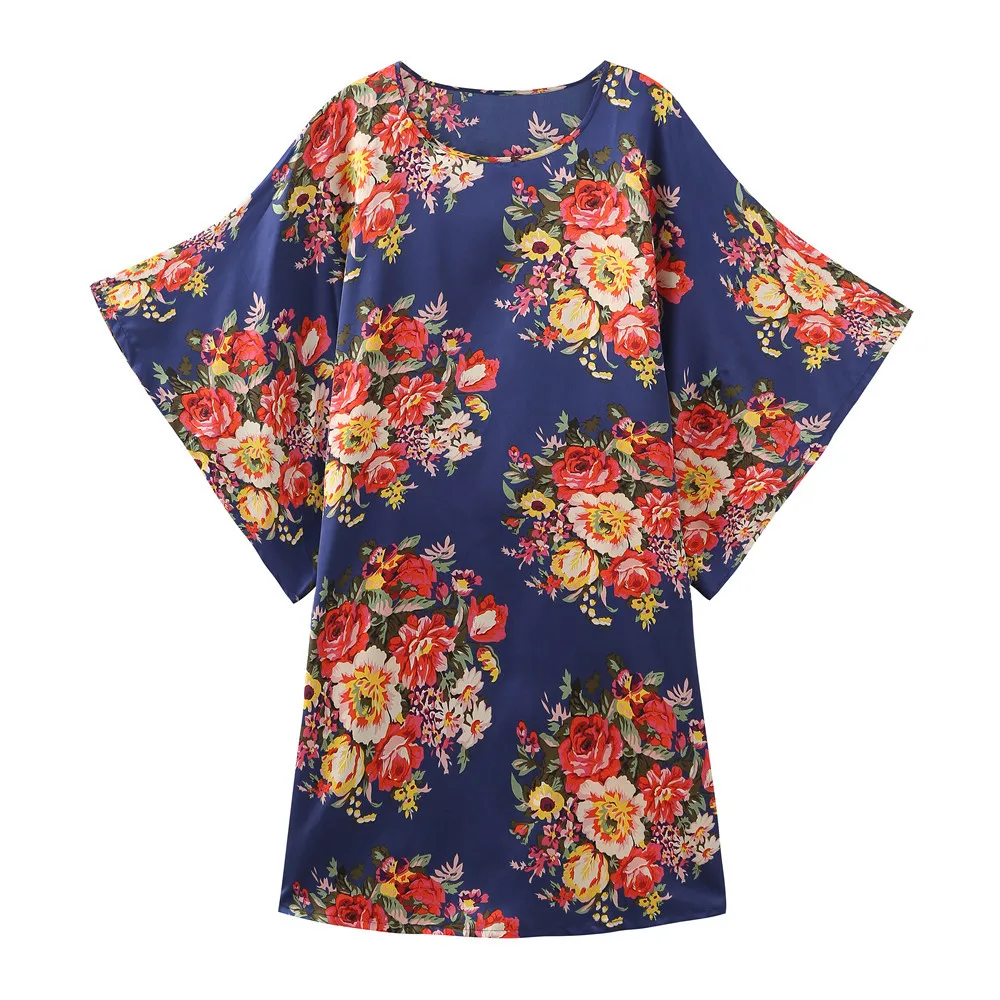 Ночная рубашка с цветочным принтом для молодых девушек большой размер 3XL-6XL