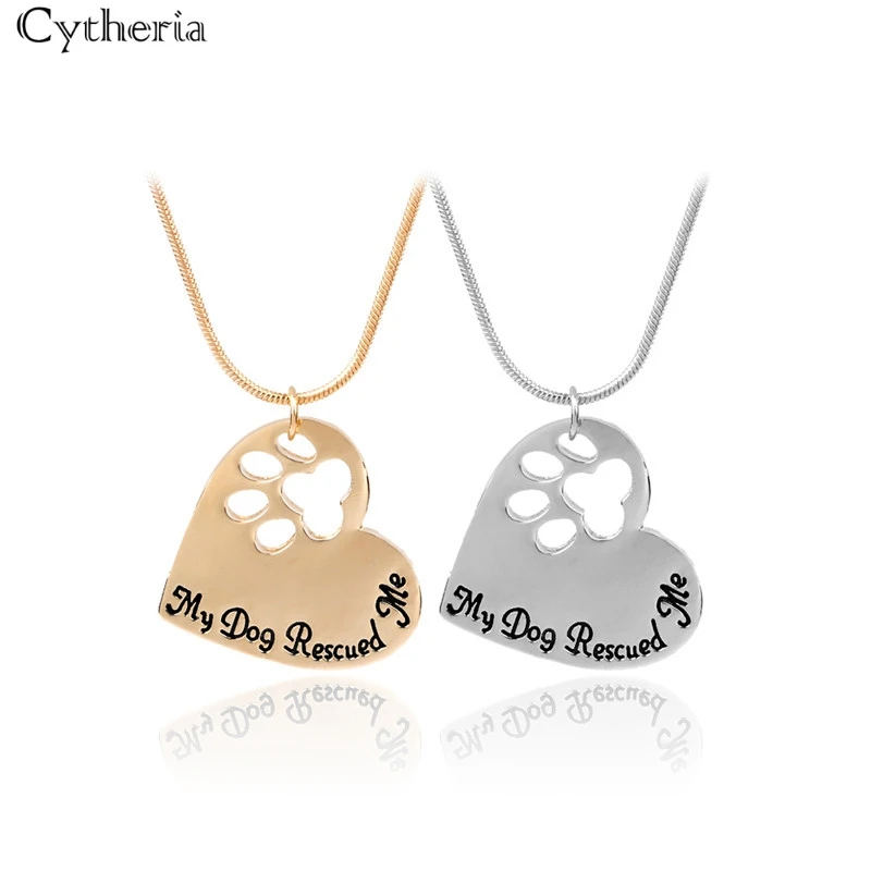 Ожерелье Моя собака спасла меня колье с отверстиями в форме сердца кота собаки