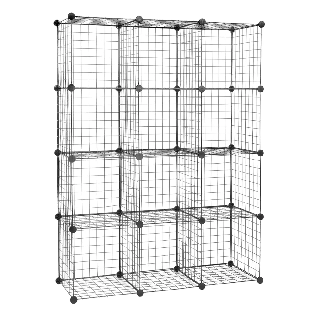 

【US Warehouse】12-Cube Organizer Cube Storage Storage Shelves Wire Cube Storage Origami Shelves Metal Grid Multifunction Shelving