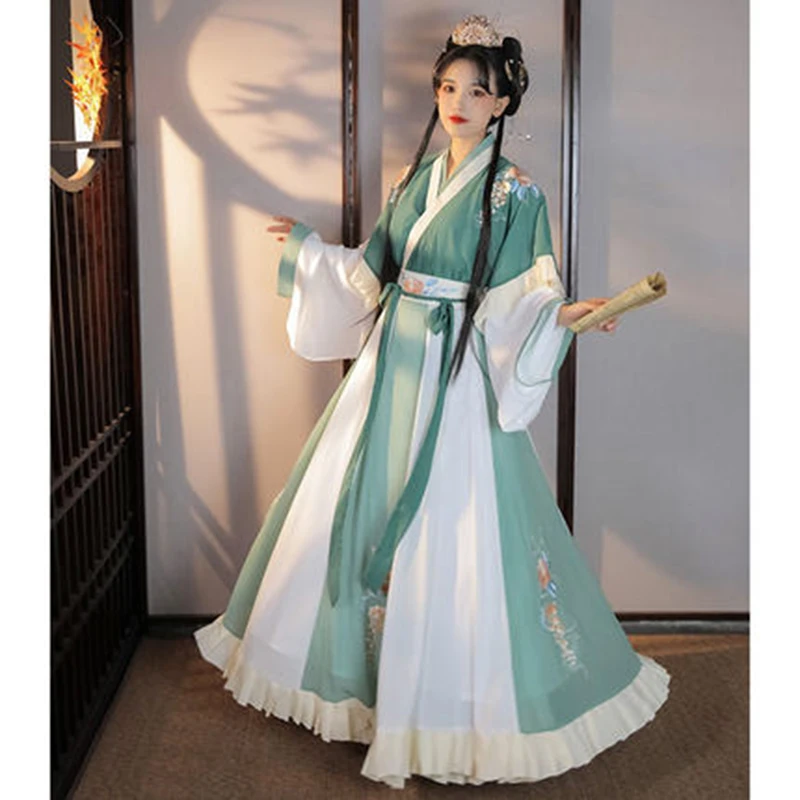 

Древний китайский традиционный ханьфу платье в стиле знатной принцессы танцевальный костюм элегантные Тан костюм Китайский народный Фея с...