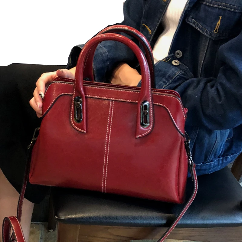 Сумки женские Прошитые из натуральной кожи сумки на плечо модные европейские и