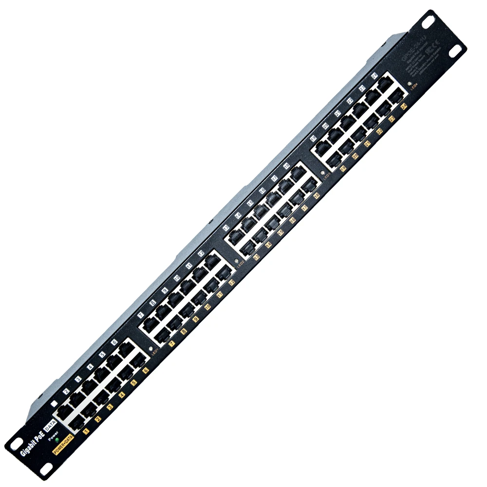 GPOE-24-1U балансировки нагрузки гигабитный poe-инжектор 24 порта с режимом B пассивное