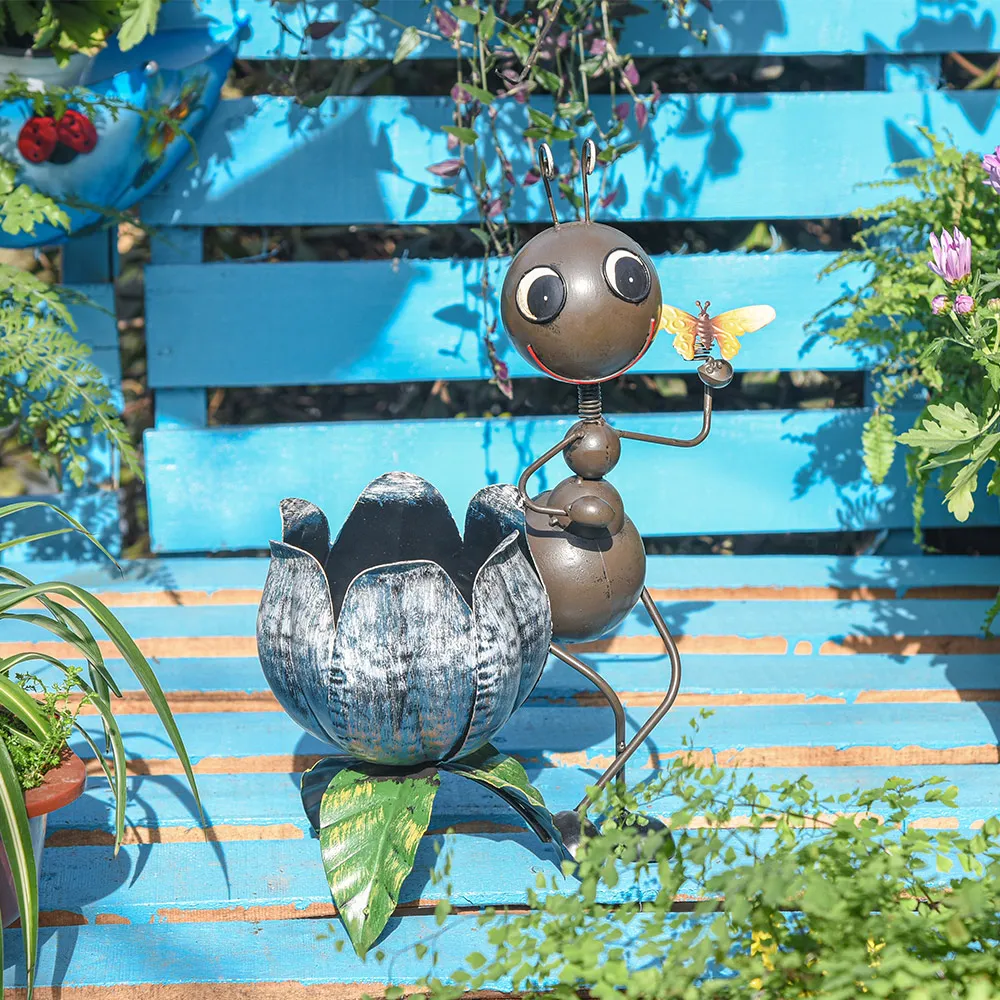 Кованые железные парные муравьиные цветочные горшки Sungmor для дома и улицы