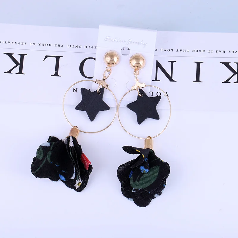 Black Liuxsp женские тканевые висячие серьги с кисточками, длинные серьги, Мода, новые серьги с подвеской, деревянные тканевые женские серьги, лучший подарок - Окраска металла: Black
