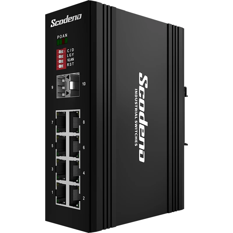 Промышленный Ethernet PoE гигабитный коммутатор 250 Вт Мощность бюджет 8 портов RJ45 din