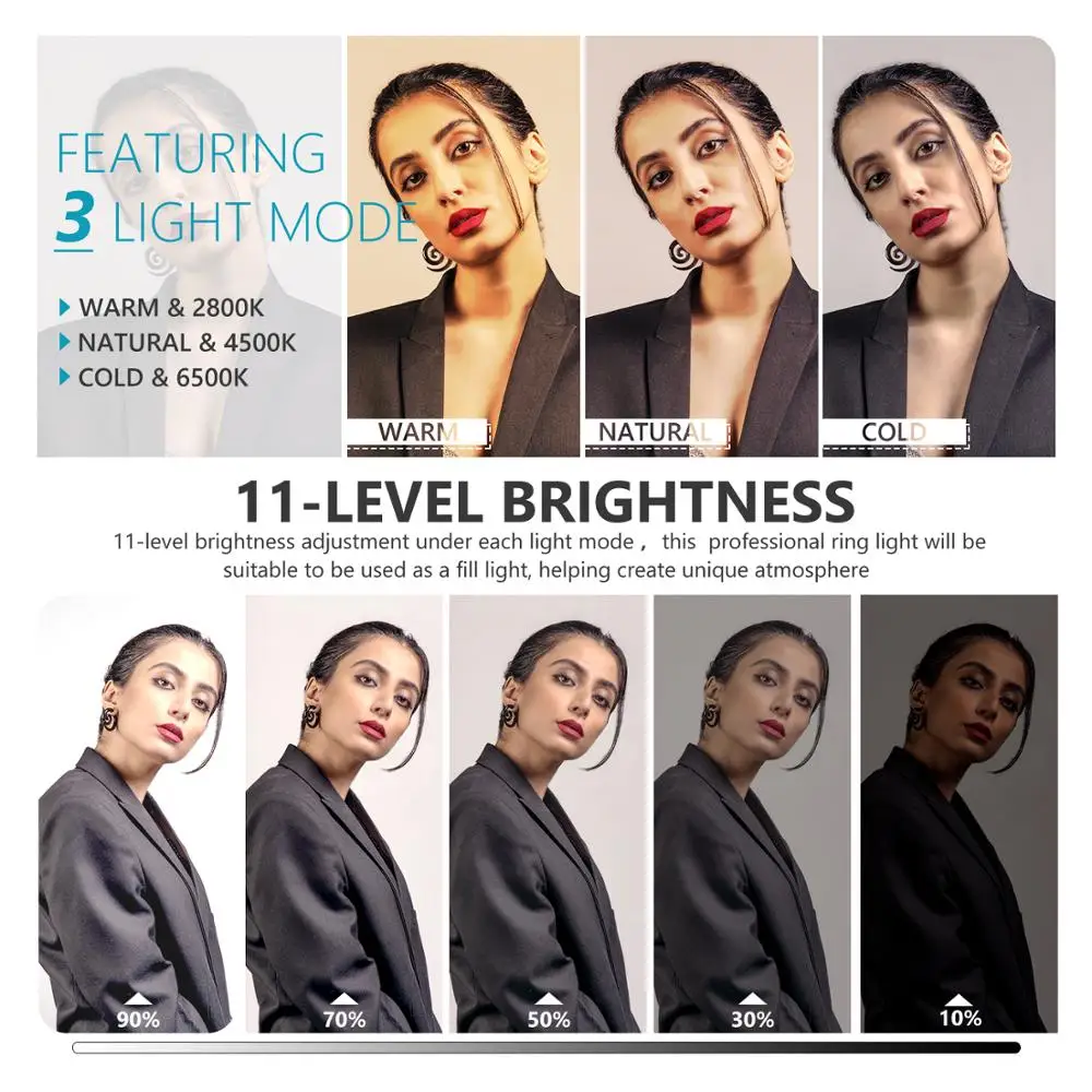 Кольцевой светильник для селфи 6 дюймов с зажимом настольный макияжа стрима