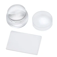 new transparent diy nail art stamping stamper with cap scraper plate transfer manicure tools t0005